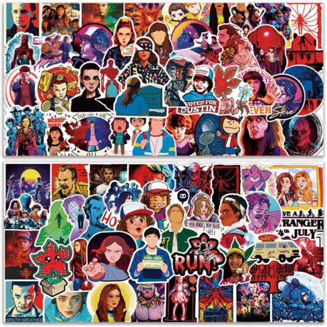 Pegatinas de PVC de Stranger Things, pegatinas de vinilo, 5-7 cm, paquete de 50/100/150/200 unidades, decorativas, impermeables, divertidas, kawaii