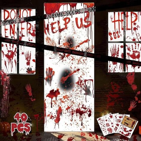 Pegatinas de ventana de decoración de Halloween con sangre de terror
