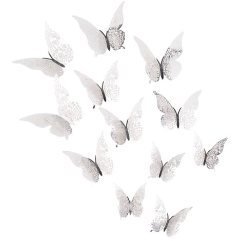 Pegatinas decorativas de mariposas 3D, juego de 12, removibles sin dejar residuos, para nevera, pared, muebles, bricolaje del hogar.