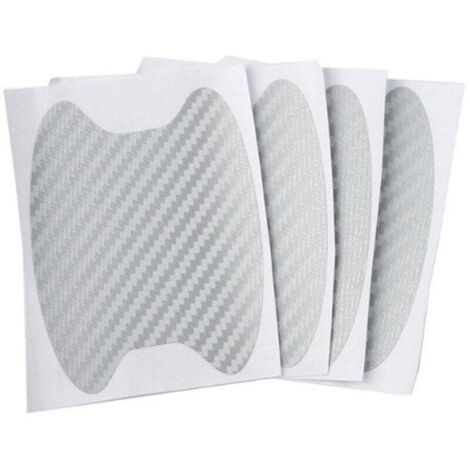 Pegatinas exteriores KZQ de 4 piezas, protector universal de fibra de carbono resistente a arañazos para manijas de puertas, compatible con la mayoría de las manijas (plateado)