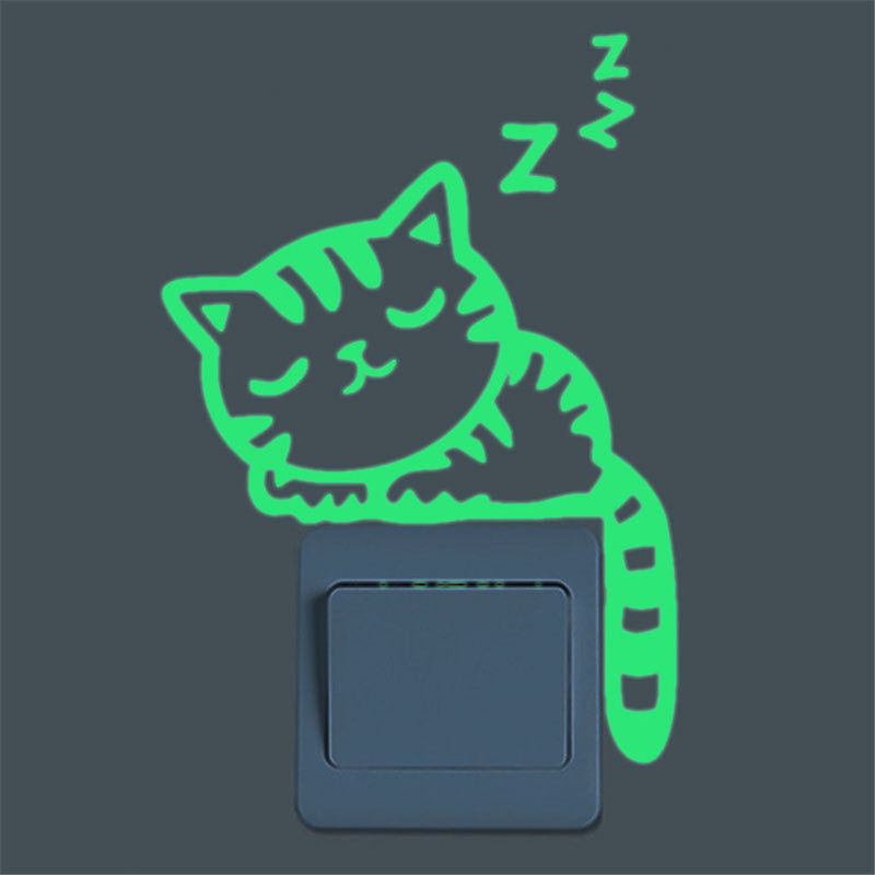 

Asupermall - Pegatinas interruptor luminoso, gatito del gato del resplandor luminoso noctilucentes interruptor etiqueta de la pared, 1 #