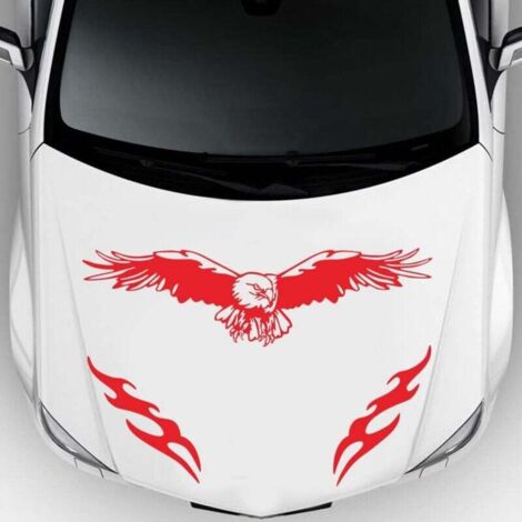 Pegatinas para capó de coche (rojas), 3 piezas, tótems de águila en llamas, autoadhesivas 3D impermeables, vinilo deportivo de carreras.