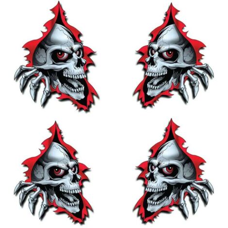 Pegatinas para coche KZQ, paquete de 4 pegatinas de calavera impermeables, geniales y únicas para camión y coche.