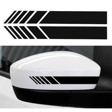 Pegatinas para espejo retrovisor de coche con rayas de 14 x 1,4 cm (paquete de 4) (negras)