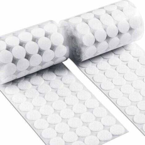 Pegatinas para raspar, redondas y circulares con cierre de velcro autoadhesivo, 500 pares, reverso de moneda, almohadilla adhesiva de velcro, blancas (15 mm)