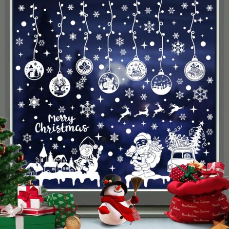 Pegatinas para ventanas, pegatinas navideñas para ventanas, pegatinas extraíbles para decoración navideña de ventanas, pegatinas reutilizables de PVC para ventanas para decoración navideña de interior