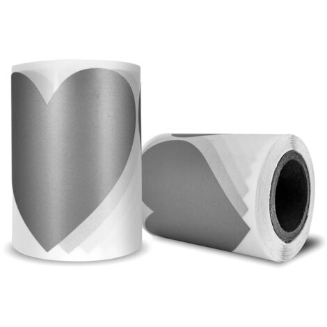 Pegatinas rascables CORAZONES 70x80mm PLATA x100