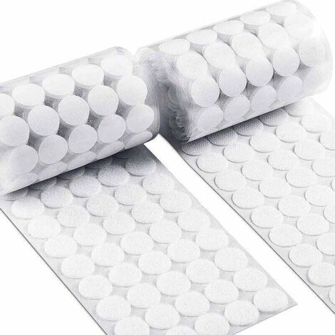 Pegatinas redondas para rascar con velcro autoadhesivo, 500 pares, almohadilla adhesiva para monedas, color blanco (15 mm)