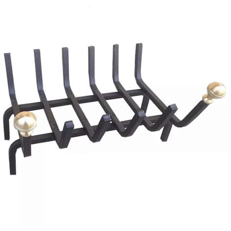 Pegoraro Brucialegna Nero per Camino - Ferro Battuto 45x30 cm con Pomoli Ottone
