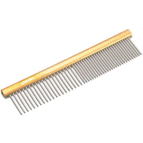 Peigne 20 x 4,5 cm: Peigne en acier inoxydable jaune à double denture cm 15x4 pour chiens et chats