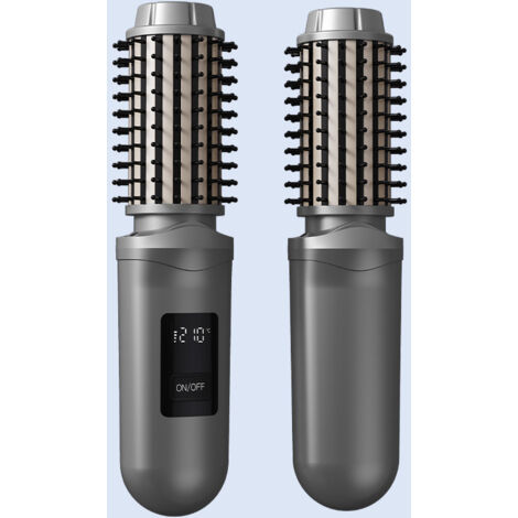 Peigne à lisser électrique à ions négatifs à double usage gris droit et bouclé qui n'abîme pas vos cheveux et est facile à transporter
