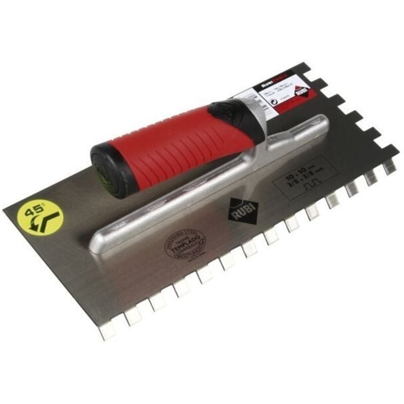 Peigne à colle Rubi en acier 28cm 12x12 dents inclinées manche Rubi flex