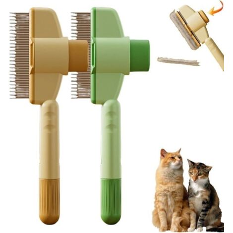 Peigne anti-puces pour animaux,brosse de toilettage pour chats courts longs, brosse de toilettage avec bouton de déverrouillage