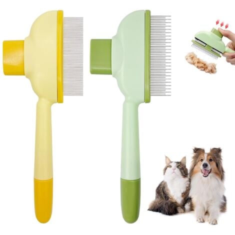 TIGREZY Peigne anti-puces pour chats et chiens, brosse pour la perte de poils, peigne pour l'élimination des poils d'animaux avec dents longues et courtes en acier inoxydable pour la mue