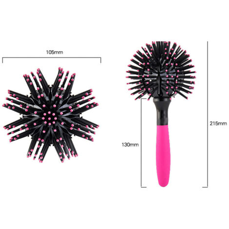 Peigne Brosses Cheveux 3D Boule Anti-Nœuds Résistant à la Chaleur Outils Coiffure 360°