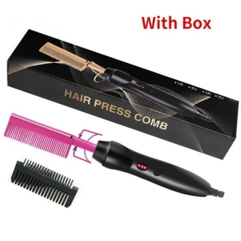 Peigne chauffant 2 en 1 pour lisser les cheveux brosse chauffante fer plat UK Pink with box UK
