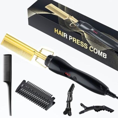 Peigne Chauffant Peigne Électrique Lisseur Lisseur à Cheveux Beauté Cheveux Bouclé Peigne à Friser Lisser Tmpérature Réglable