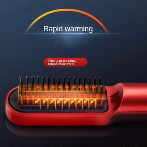 Peigne chauffant USB pour lisser et boucler rapidement les cheveux, A--