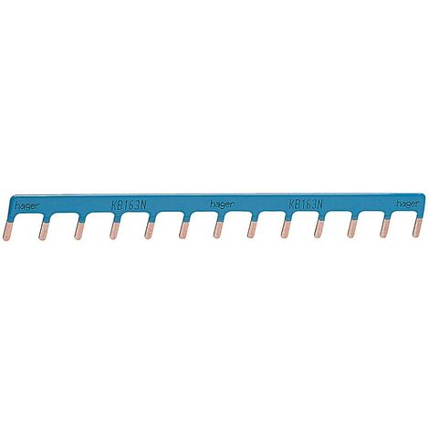 Peigne d'alimentation électrique Neutre 13 modules - Barre de pontage Marron, Hager, Réf.KB163P