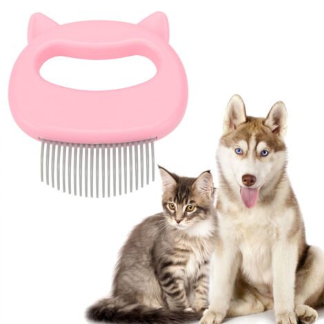 Peigne de massage en coquillage pour chat et chien, brosse de toilettage, d'épilation et de nettoyage (rose)