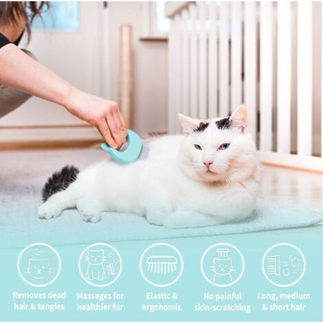 Peigne de massage pour animaux de compagnie, brosse à poils doux, peigne et épilation pour poils longs et courts, chats, chiens, chiots, lapins (vert clair)