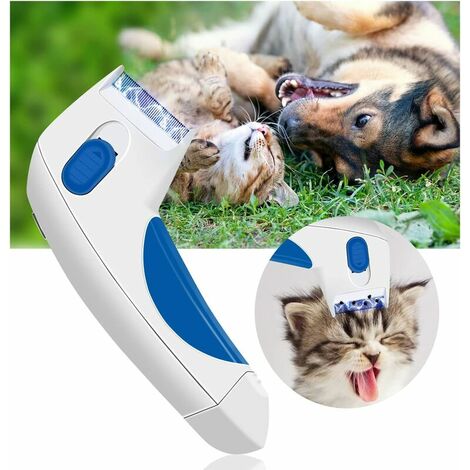 GTA Peigne électrique anti-puces pour chiens et chats, Betterlife Peigne anti-poux électrique à courant fort avec peignes de nettoyage des dents antirouille sûrs