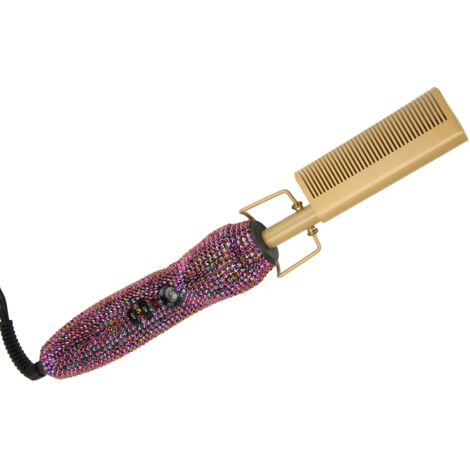 Peigne Électrique Chauffant pour Lisser et Boucler, Diffusion Thermique Homogène, Prise UE 220V, Idéal Salon et Maison, Violet Éclatant