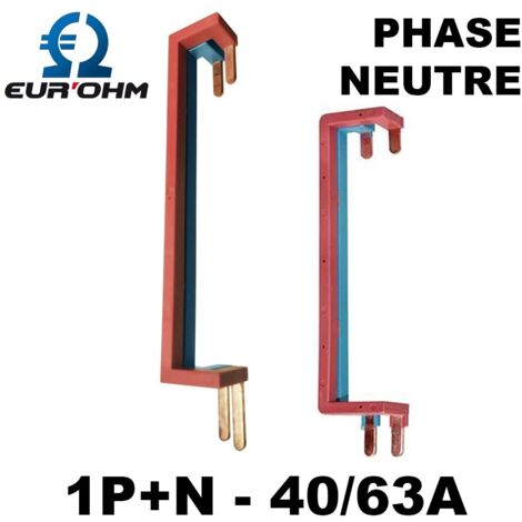 Peigne électrique vertical 1P+N pour interrupteur différentiel 40A et 63A – Raccordement 2 inter diff – Compatible avec Eur'Ohm