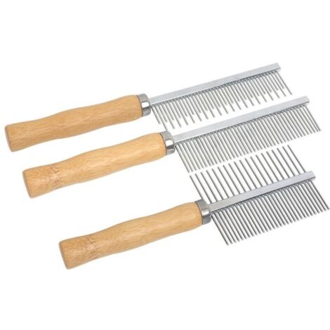Peigne en acier inoxydable pour chat, brosse à poils de chien, manche en bois, éliminateur de poils d'animaux de compagnie, accessoire de toilettage, outils de nettoyage