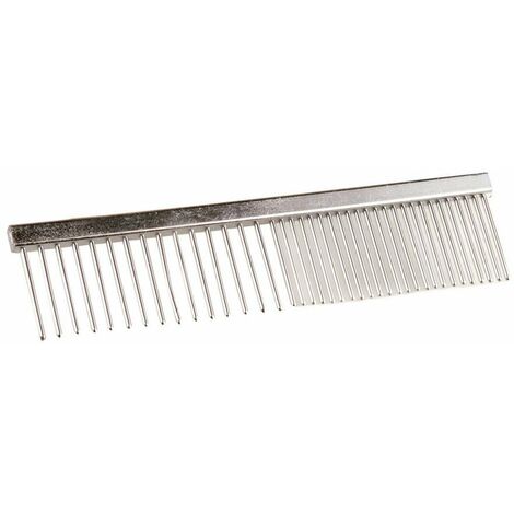Peigne en métal à dents doubles avec dents moyennes et larges. cm 12x3