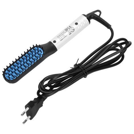 Peigne Lisseur Barbe Professionnel - Brosse à Lisser et Coiffer - Blanc (Prise EU 110-240V)