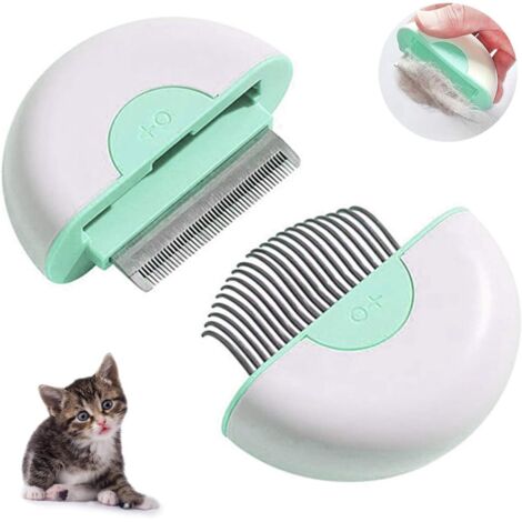 Peigne pour Animaux de Compagnie 2 en 1, Mini Peigne de Nettoyage et de Massage pour Les Animaux à Poils Longs et Courts, épingle en Acier Inoxydable nettoie Les Cheveux flottants (Vert)-Fei Yu