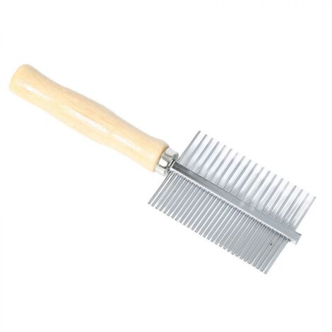 Peigne pour chat, peigne à double rangée avec manche en bois
