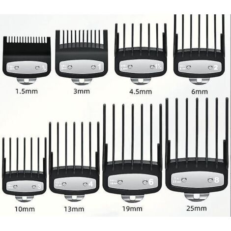 peignes Pour Sabot Wahl Tondeuse Cheveux,clip Mtallique, 8 Longueurs De Coupe Est De 1.5-25 Mm Convient  Toutes Les Tondeuses Wahl De Taille Relle