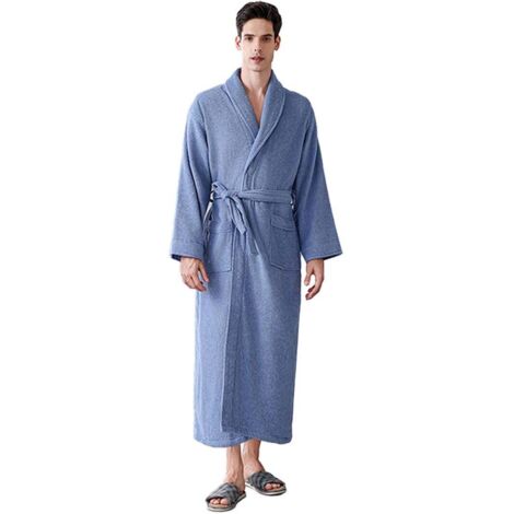 Peignoir absorbant à séchage rapide, en tissu doux et confortable, idéal pour la maison et l'hôtel (bleu).