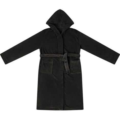 Peignoir avec capuche Noir m Flanelle CFW44541