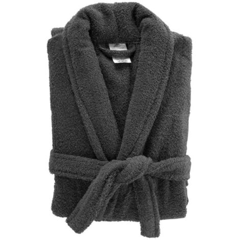 Peignoir Col Châle en Coton "Tendresse" Anthracite