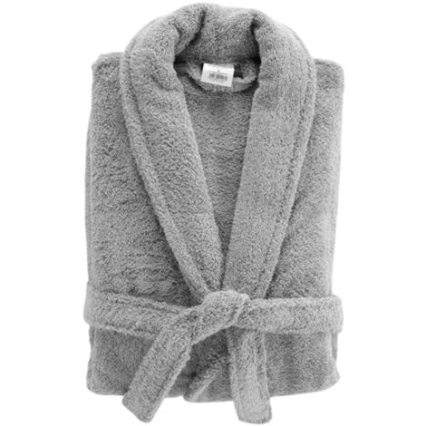Peignoir Col Châle en Coton "Tendresse" Gris Perle