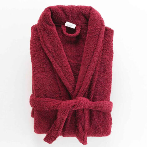 Peignoir Col Châle en Coton "Tendresse" Rubis
