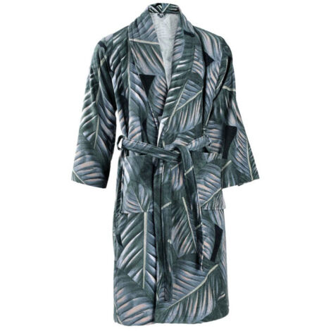 Peignoir de Bain en Coton "Tropical" Noir & Vert XL