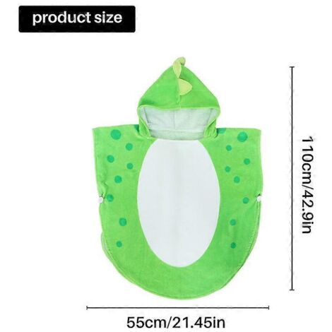Peignoir de bain enfant à capuche (vert et blanc, 55 cm x 110 cm)
