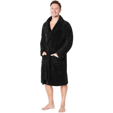 Peignoir de bain - Non spécifié - Modèle L - Flanelle - Noir - Chaud