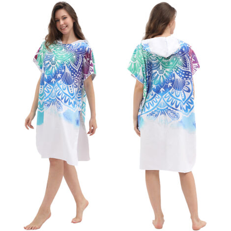 Peignoir de bain portable pour adulte, serviette de plage à séchage rapide, cape à capuche
