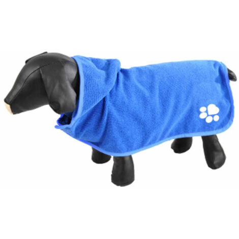 Peignoir de Bain pour Chien "Capuche" 55cm Bleu