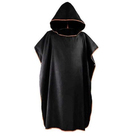 Peignoir de bain/serviette de plage/poncho noir pour adulte, à capuche et séchage rapide.