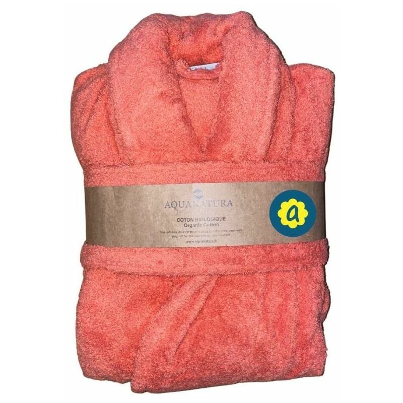 Peignoir en coton Bio, coloris corail, Taille xl