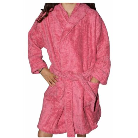 Peignoir en coton Bio enfant, coloris framboise, Taille 2 ans