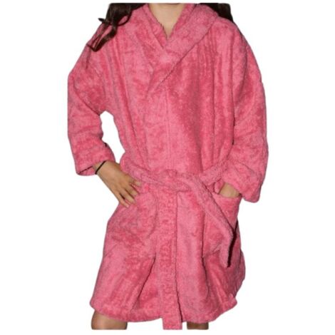 Peignoir en coton Bio enfant, coloris framboise, Taille 8 ans