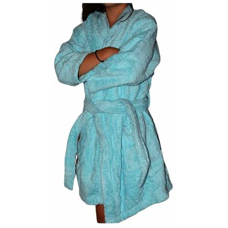 Peignoir en coton Bio enfant, coloris lagon, Taille 10 ans