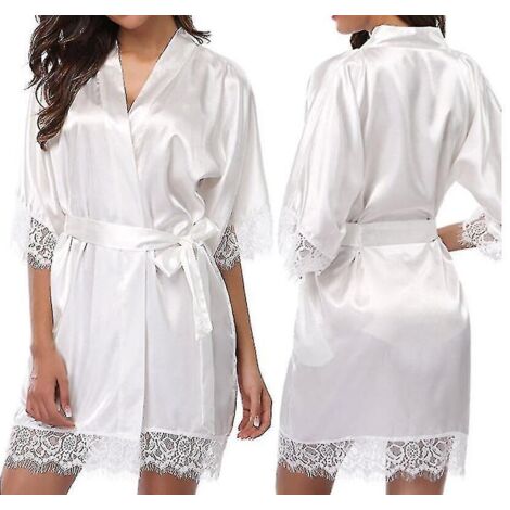 Peignoir en satin blanc - Taille L